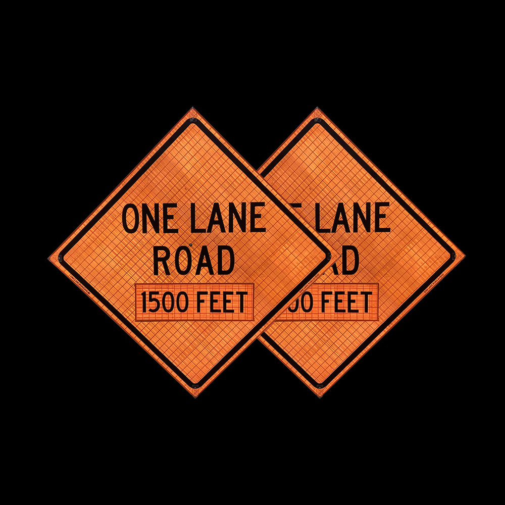 48 Inch Reflective One Lane Road 1500 Feet Roll Up Traffic Sign - 